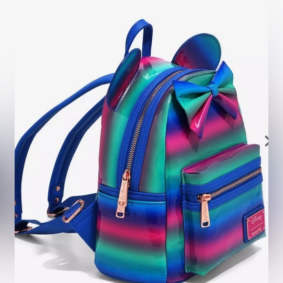 Loungefly/Disney Minnie Mouse multi color stripped mini backpack - Picture 2 of 12